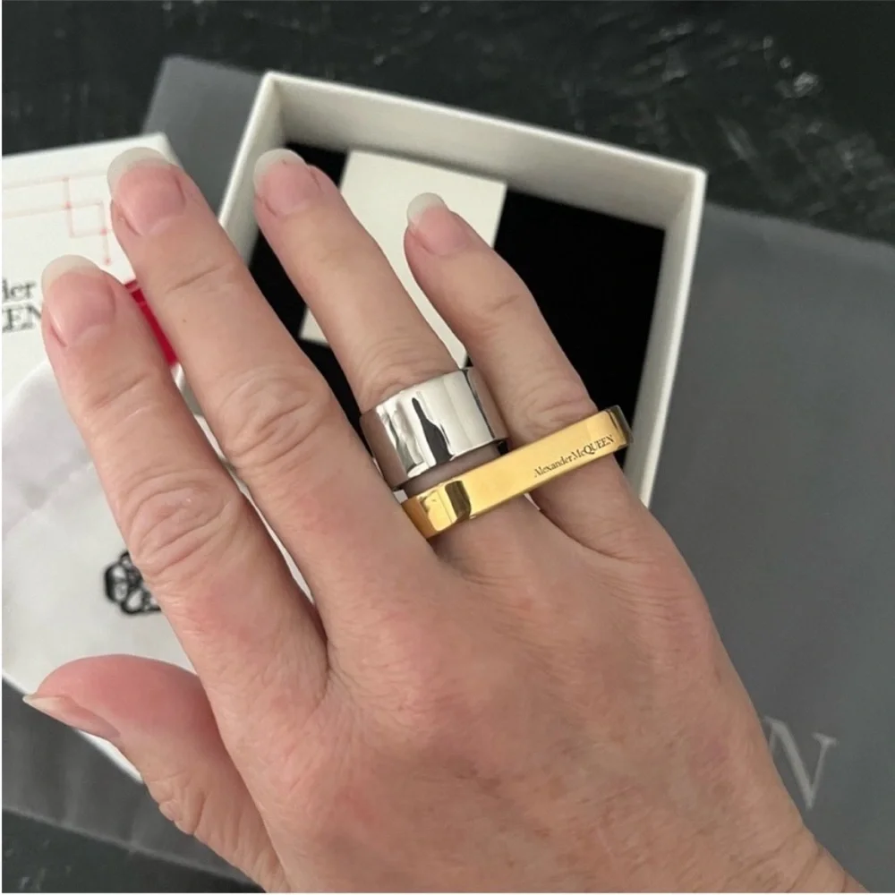 Alexander McQueen Silver and Gold Double Ring - Picture 4 of 10